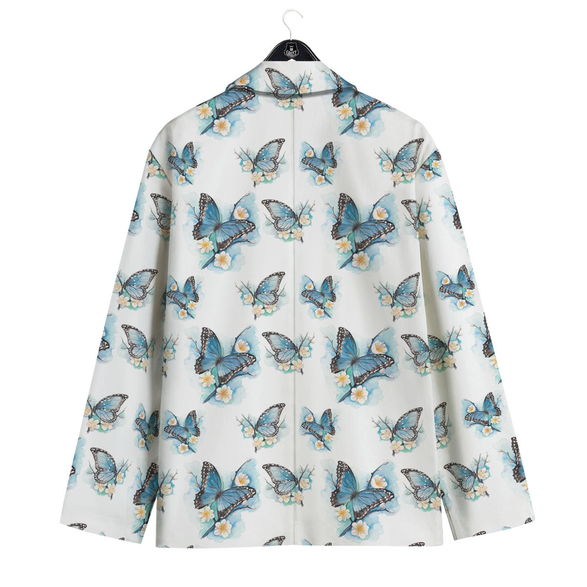 Blue Butterfly Blossom Print Pattern Men's Sport Coat-grizzshop