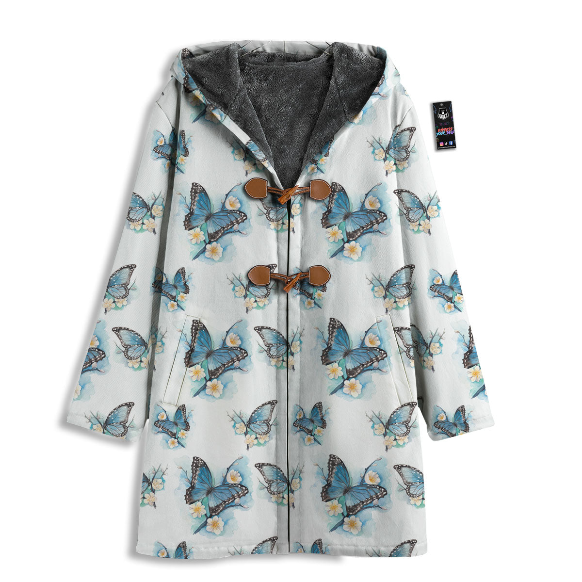 Blue Butterfly Blossom Print Pattern Men's Windbreaker Jacket-grizzshop