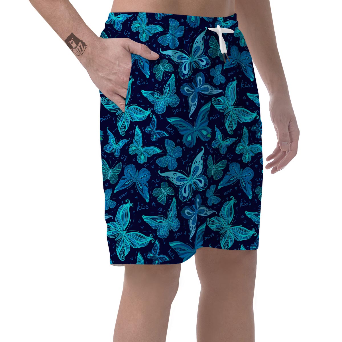 Blue Butterfly Print Men's Shorts-grizzshop