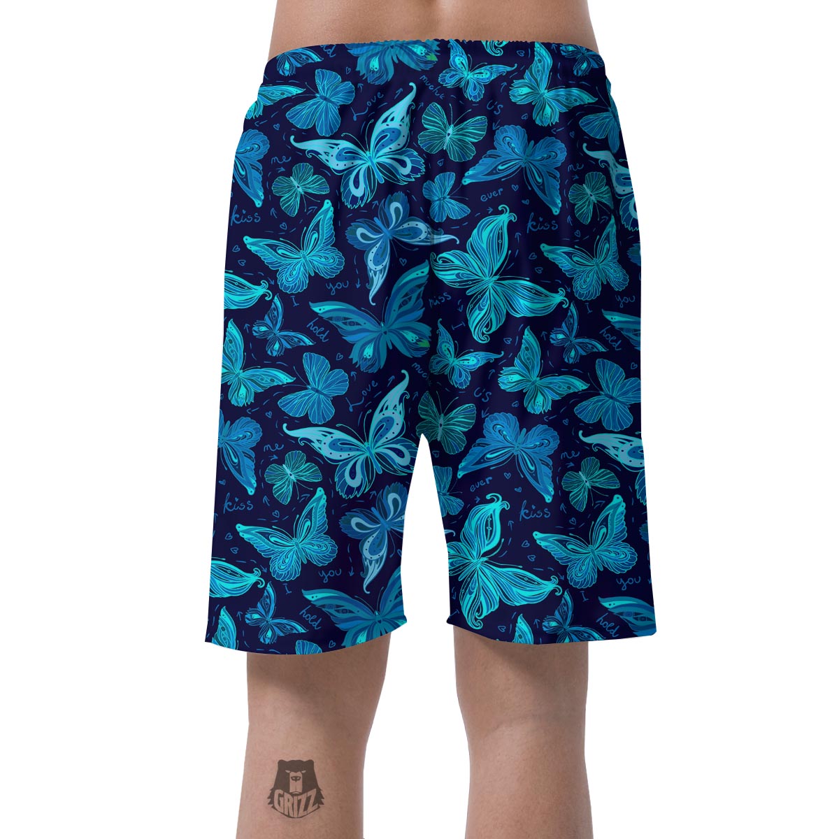 Blue Butterfly Print Men's Shorts-grizzshop