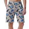 Blue Butterfly Watercolor Print Men's Shorts-grizzshop