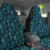 Blue Calavera Skull Print Pattern Car Seat Covers-grizzshop