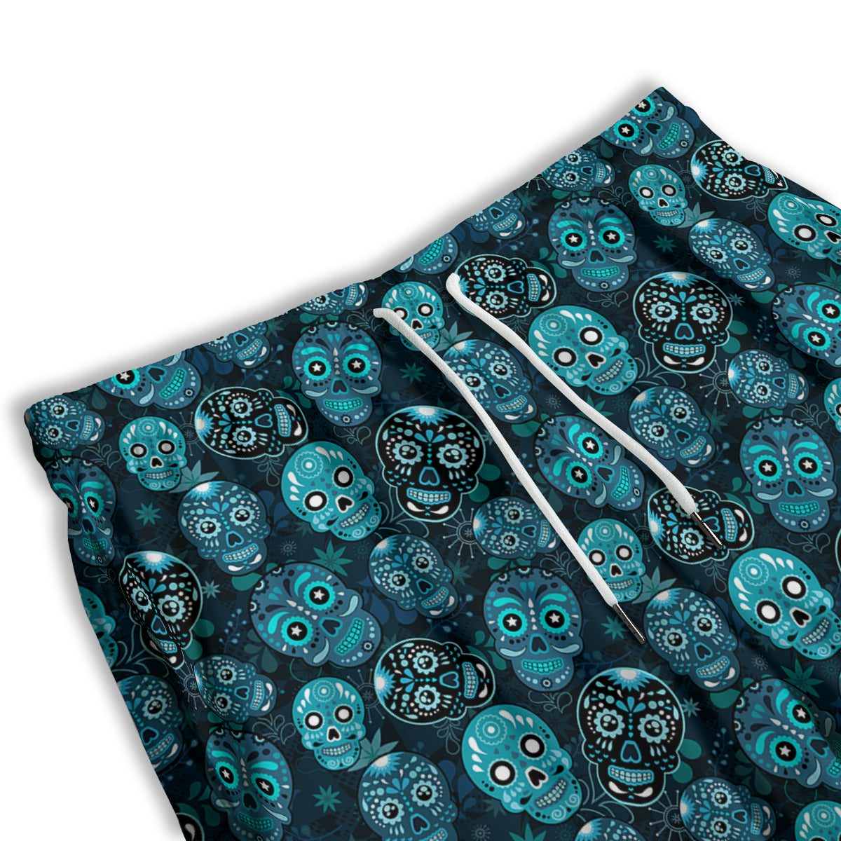 Blue Calavera Skull Print Pattern Men's Athletic Shorts