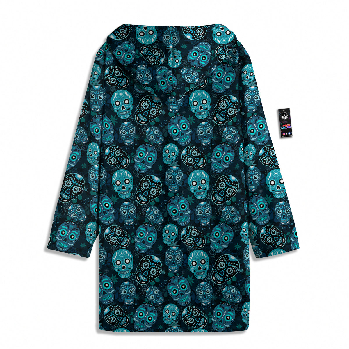Blue Calavera Skull Print Pattern Men's Windbreaker Jacket-grizzshop