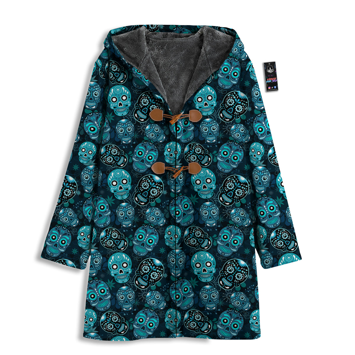 Blue Calavera Skull Print Pattern Men's Windbreaker Jacket-grizzshop