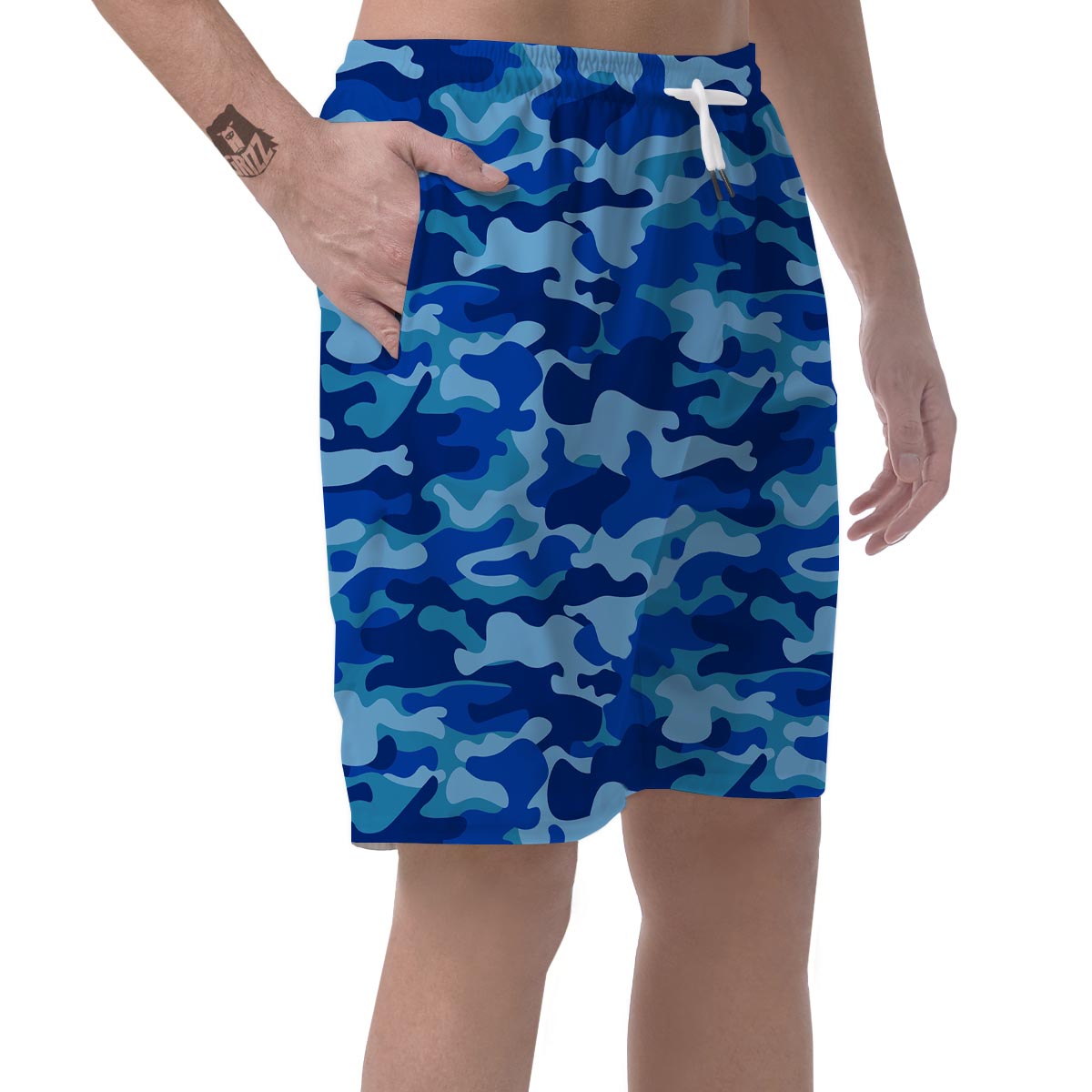 Blue Camo Print Men's Shorts-grizzshop