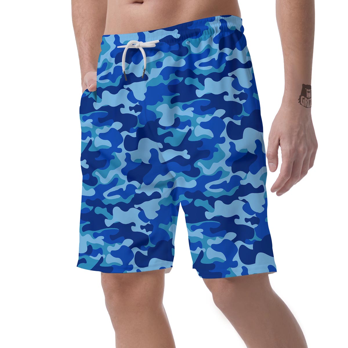 Blue Camo Print Men's Shorts-grizzshop