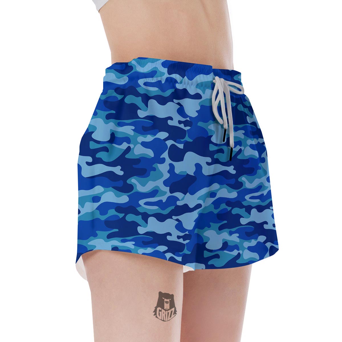 Blue Camo Print Women's Shorts-grizzshop