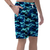 Blue Camoflage Print Men's Shorts-grizzshop