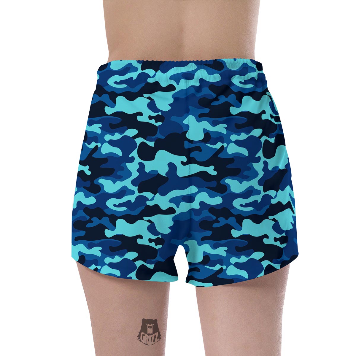 Blue Camoflage Print Women's Shorts-grizzshop