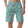 Blue Cat Print Men's Shorts-grizzshop