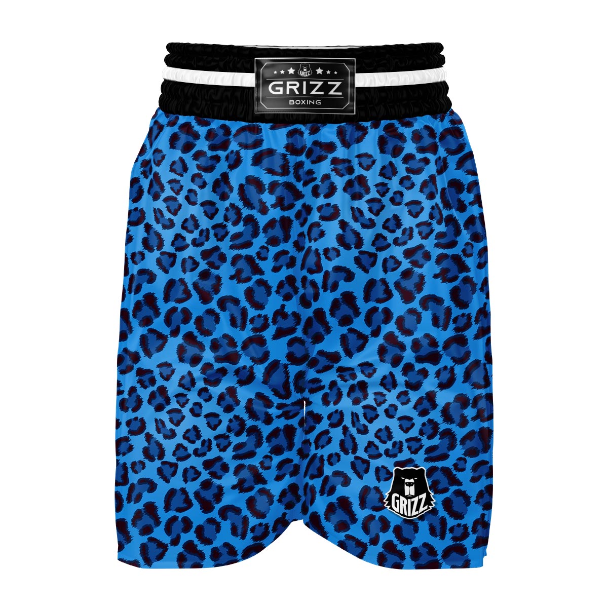Blue Cheetah Leopard Pattern Print Boxing Shorts-grizzshop