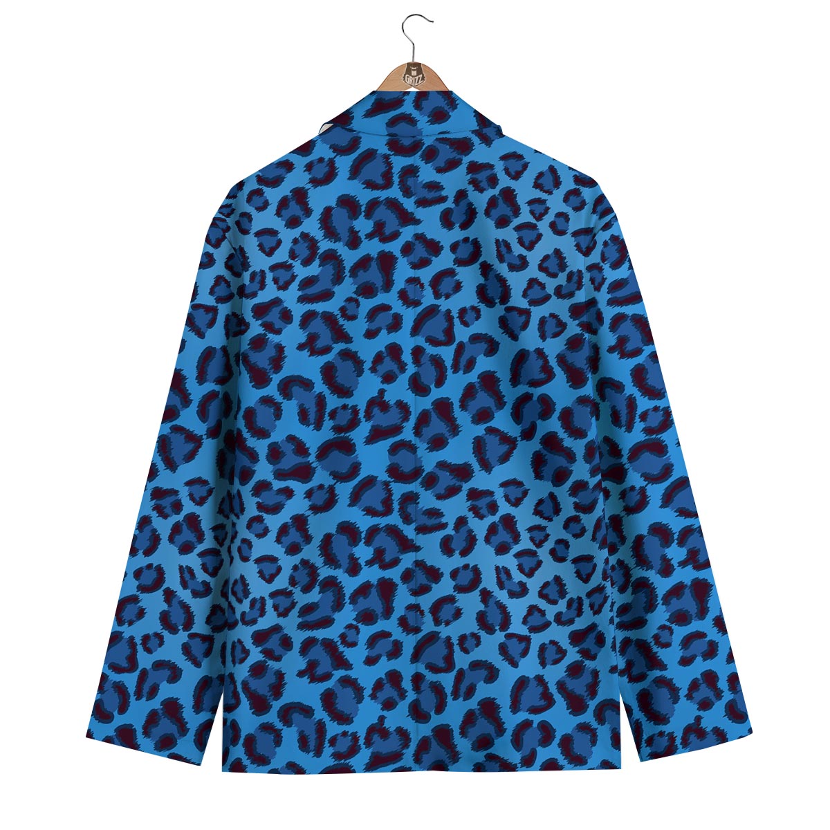 Blue Cheetah Leopard Pattern Print Men's Blazer-grizzshop