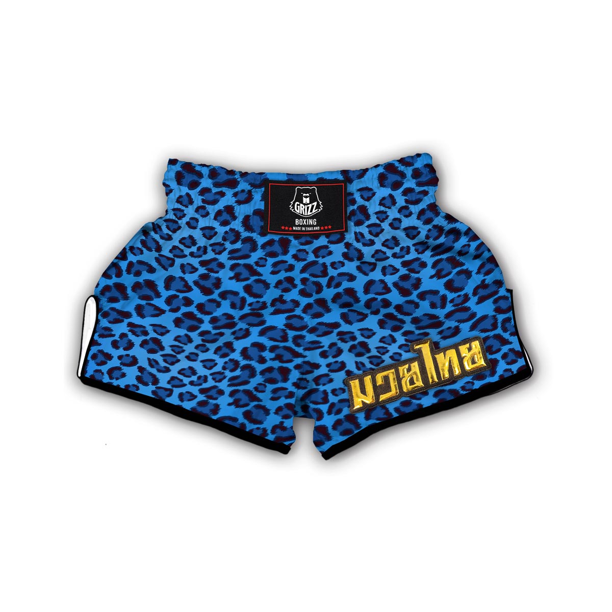 Blue Cheetah Leopard Pattern Print Muay Thai Boxing Shorts-grizzshop