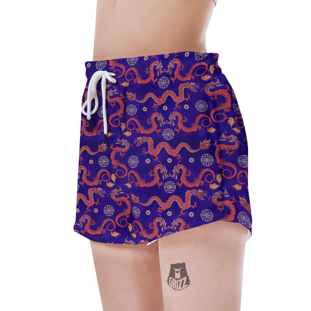 Blue Chinese Dragon Women's Shorts-grizzshop