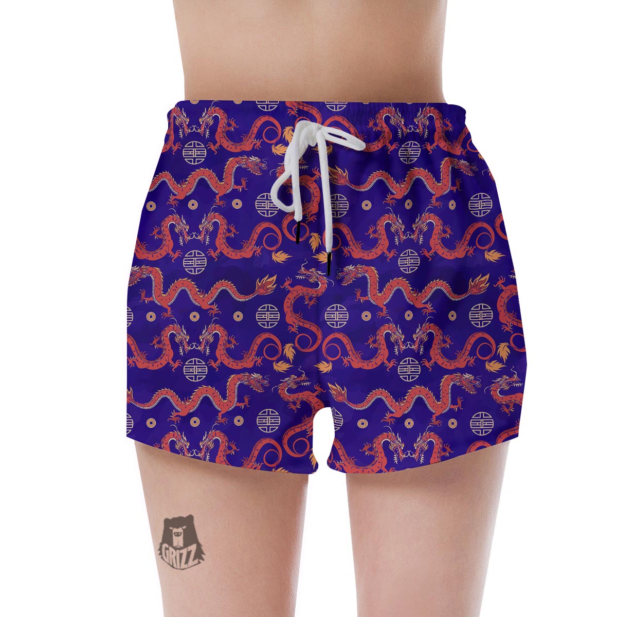 Blue Chinese Dragon Women's Shorts-grizzshop