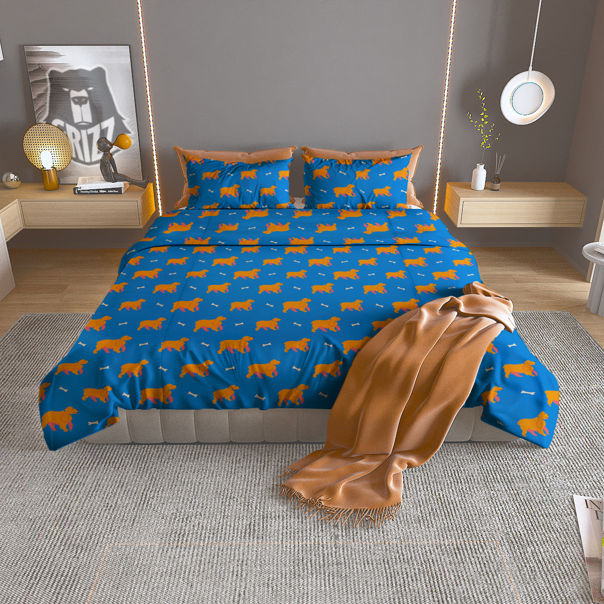 Blue Cocker spaniel Print Pattern Duvet Cover Bedding Set-grizzshop