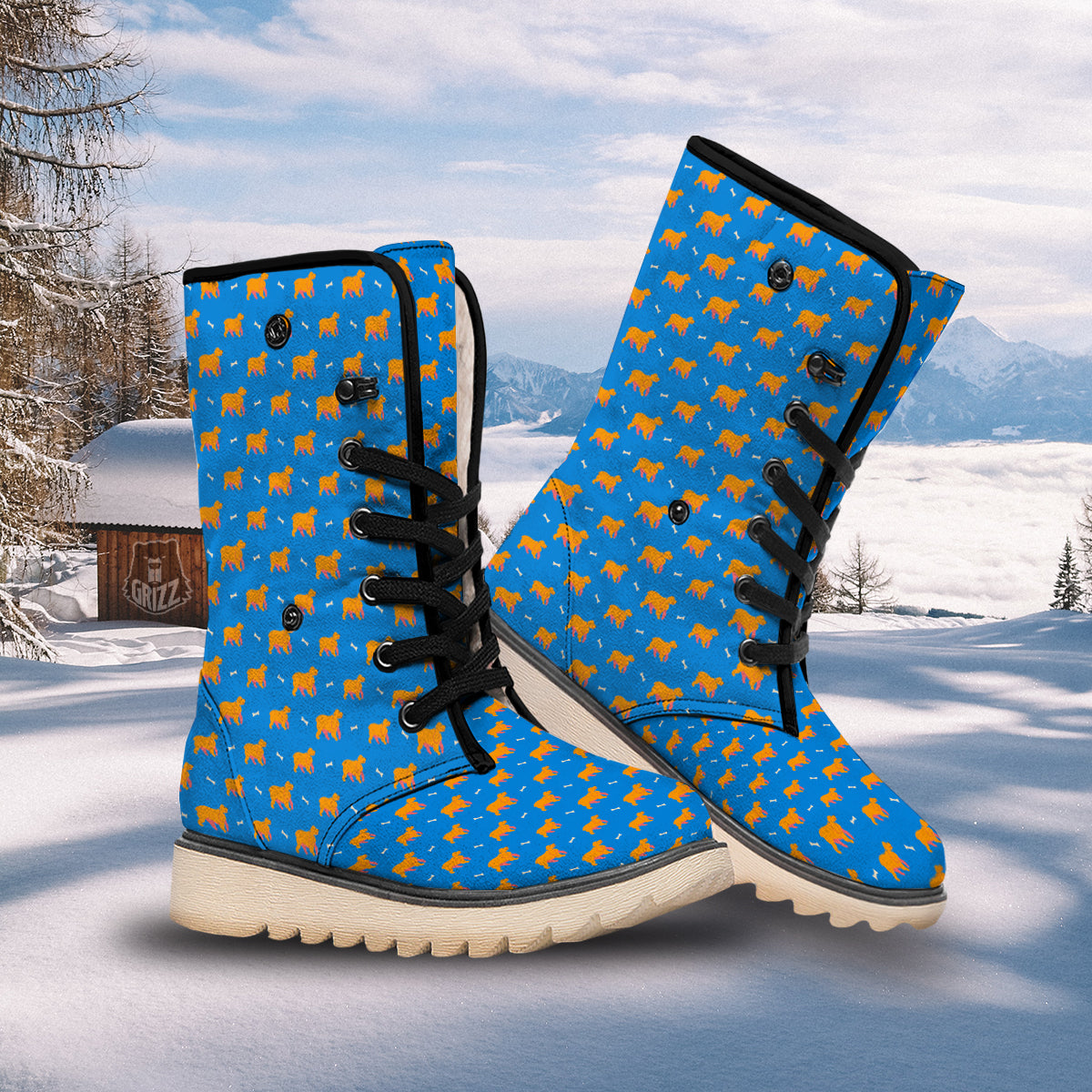 Blue Cocker spaniel Print Pattern Snow Boots-grizzshop