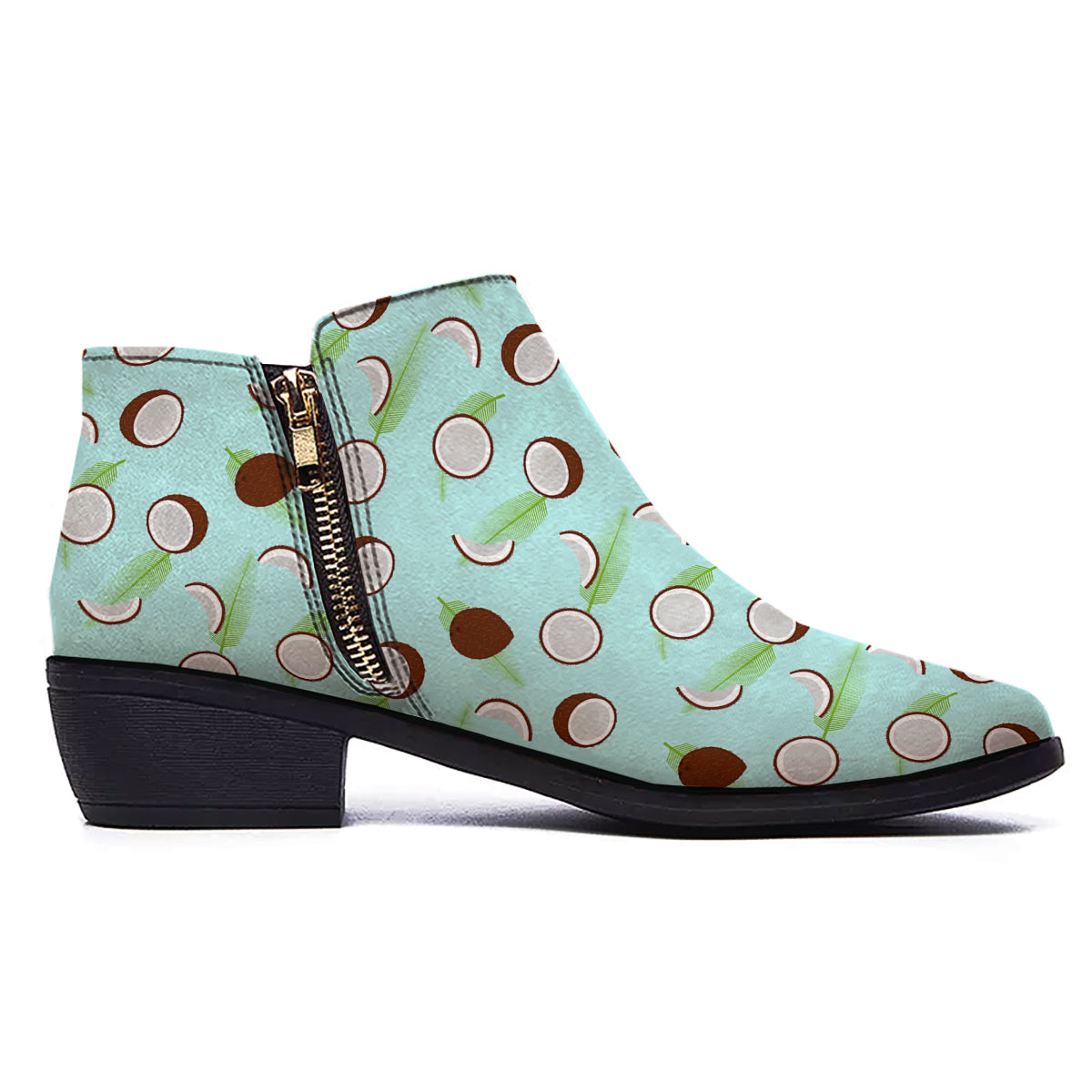 Blue Coconut Print Pattern Ankle Boots-grizzshop