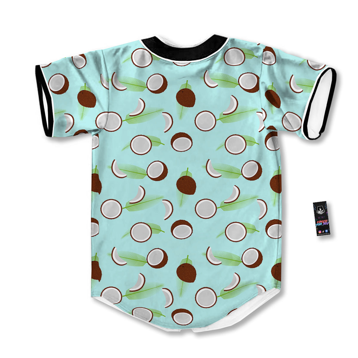 Blue Coconut Print Pattern Baseball Jersey-grizzshop