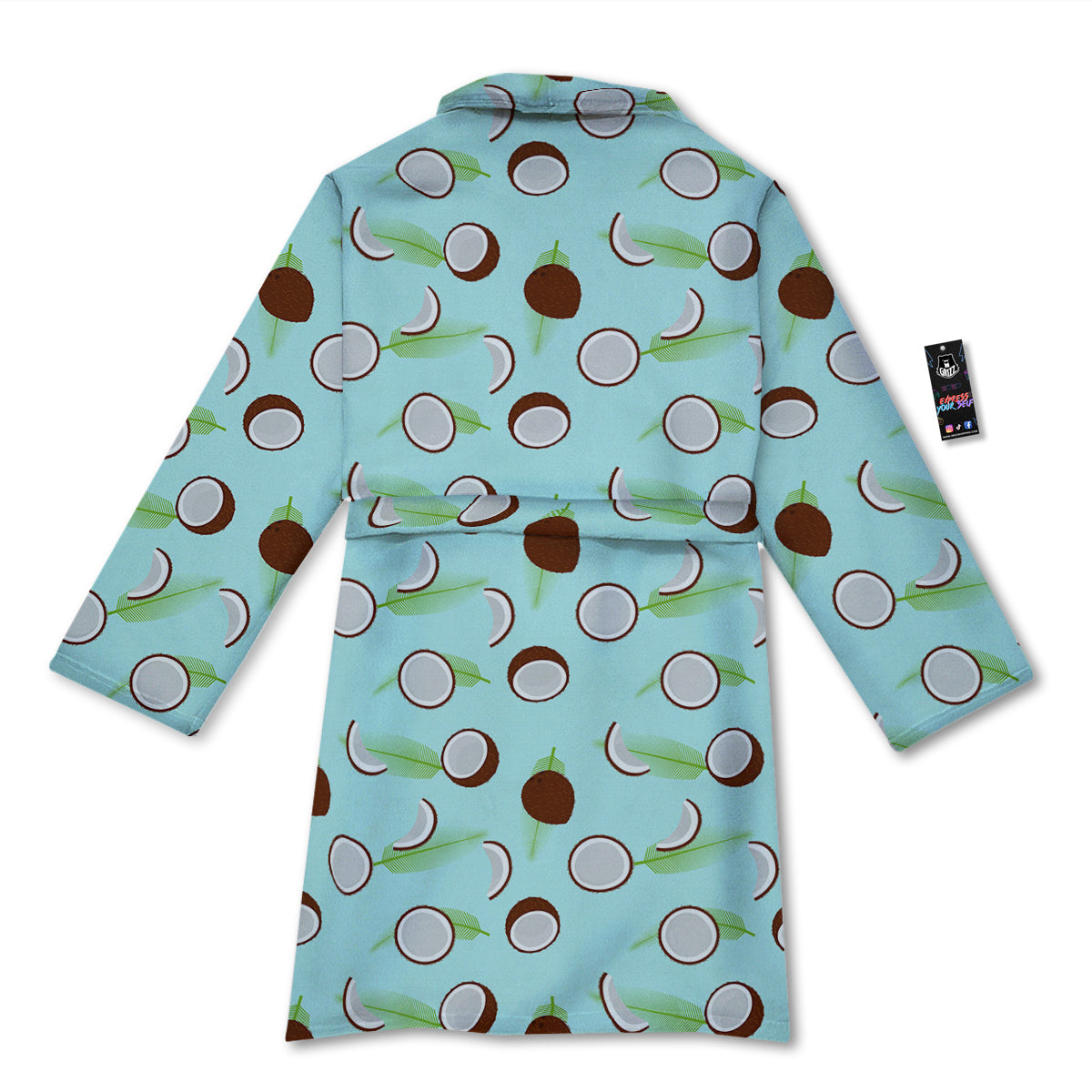 Blue Coconut Print Pattern Bathrobe-grizzshop