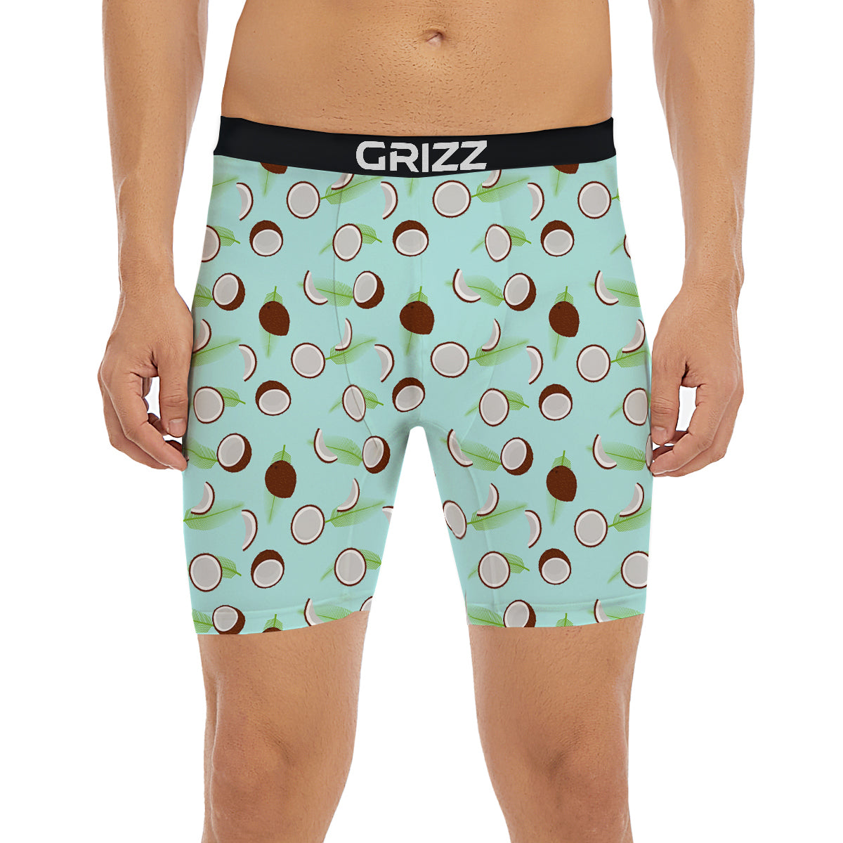 Blue Coconut Print Pattern Boxer Briefs-grizzshop