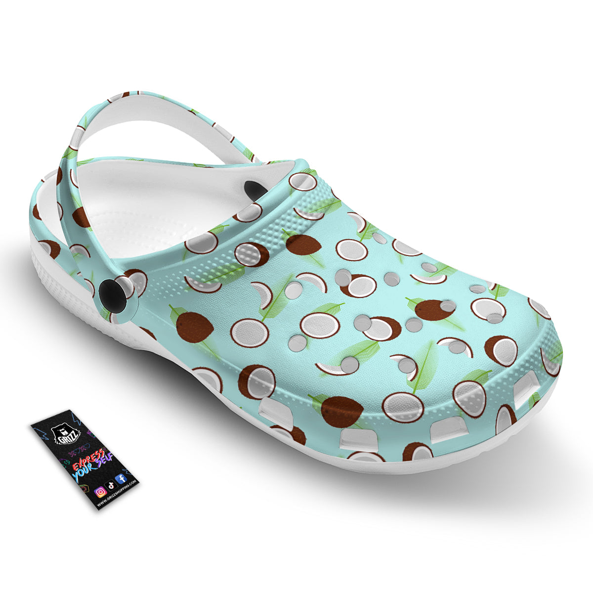 Blue Coconut Print Pattern Clog-grizzshop