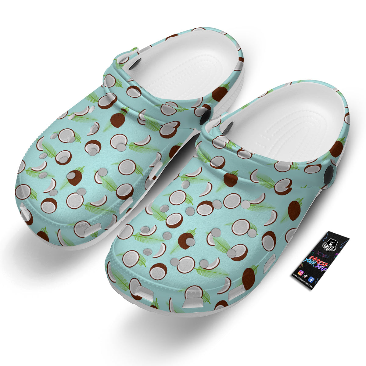 Blue Coconut Print Pattern Clog-grizzshop