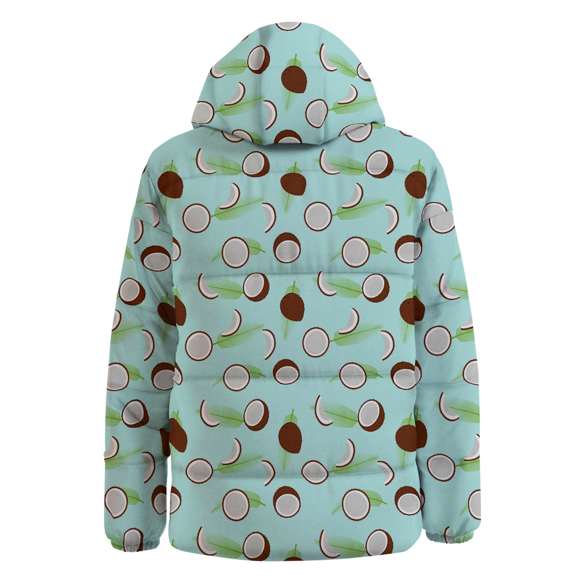 Blue Coconut Print Pattern Down Jacket-grizzshop