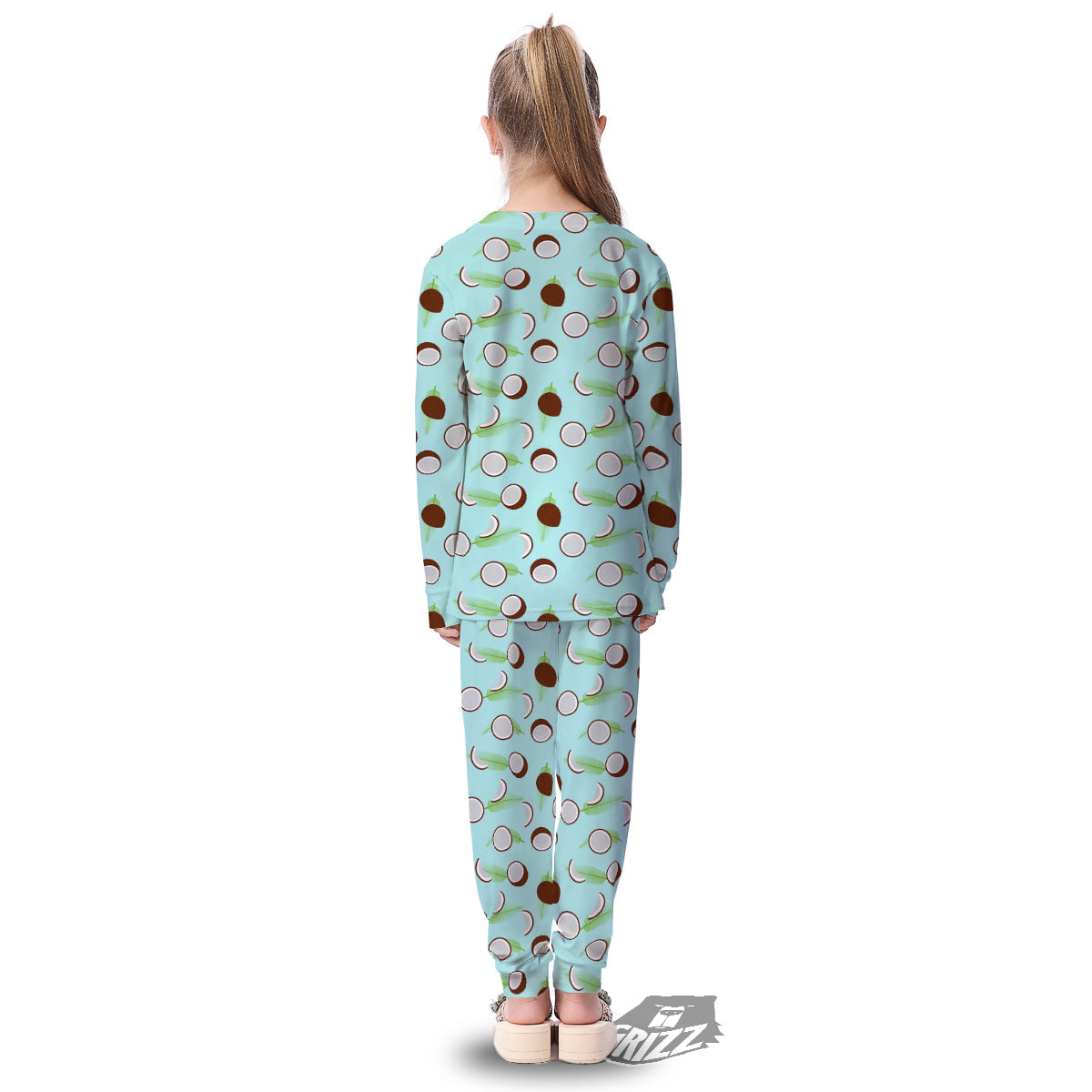 Blue Coconut Print Pattern Kid's Pajamas-grizzshop