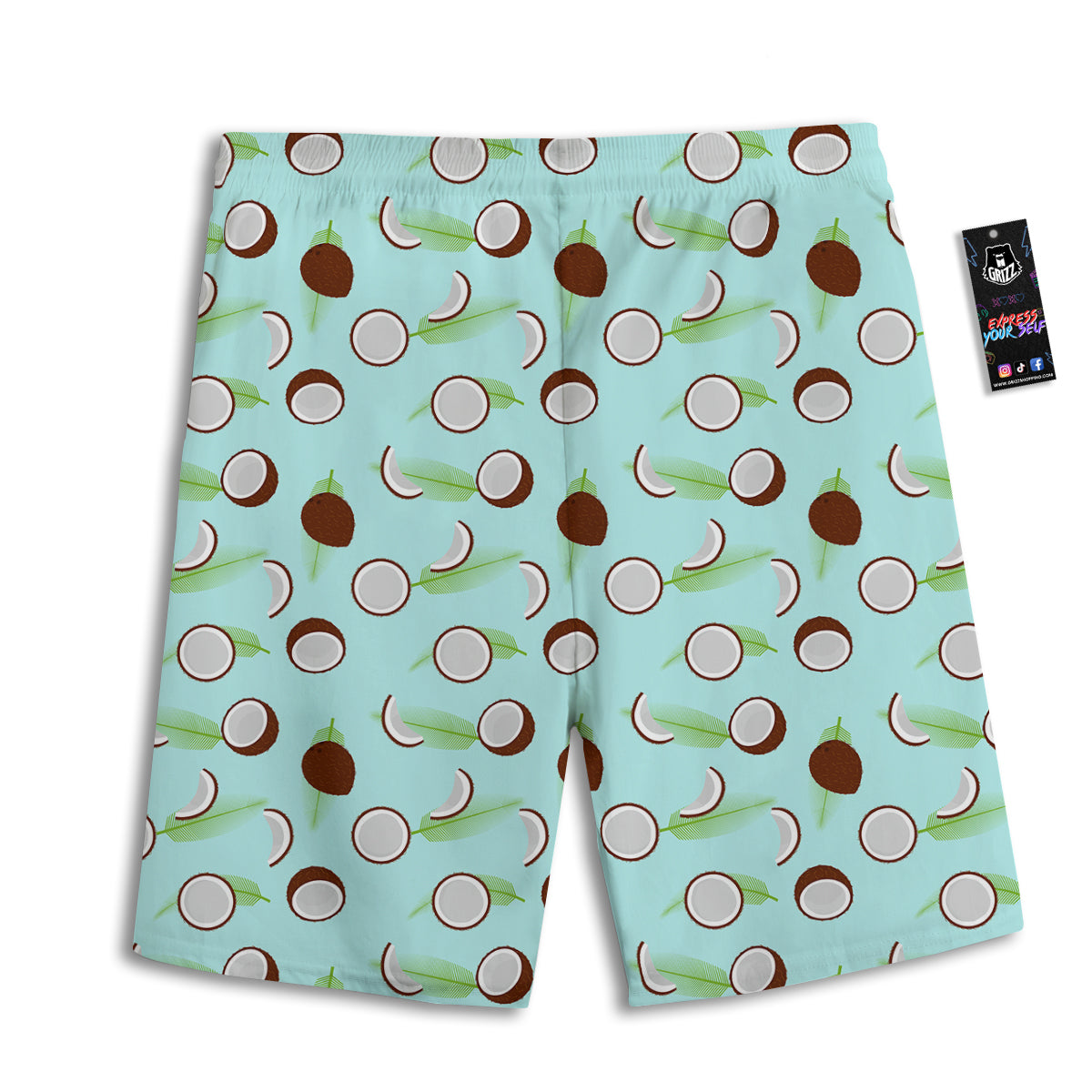 Blue Coconut Print Pattern Men's Athletic Shorts
