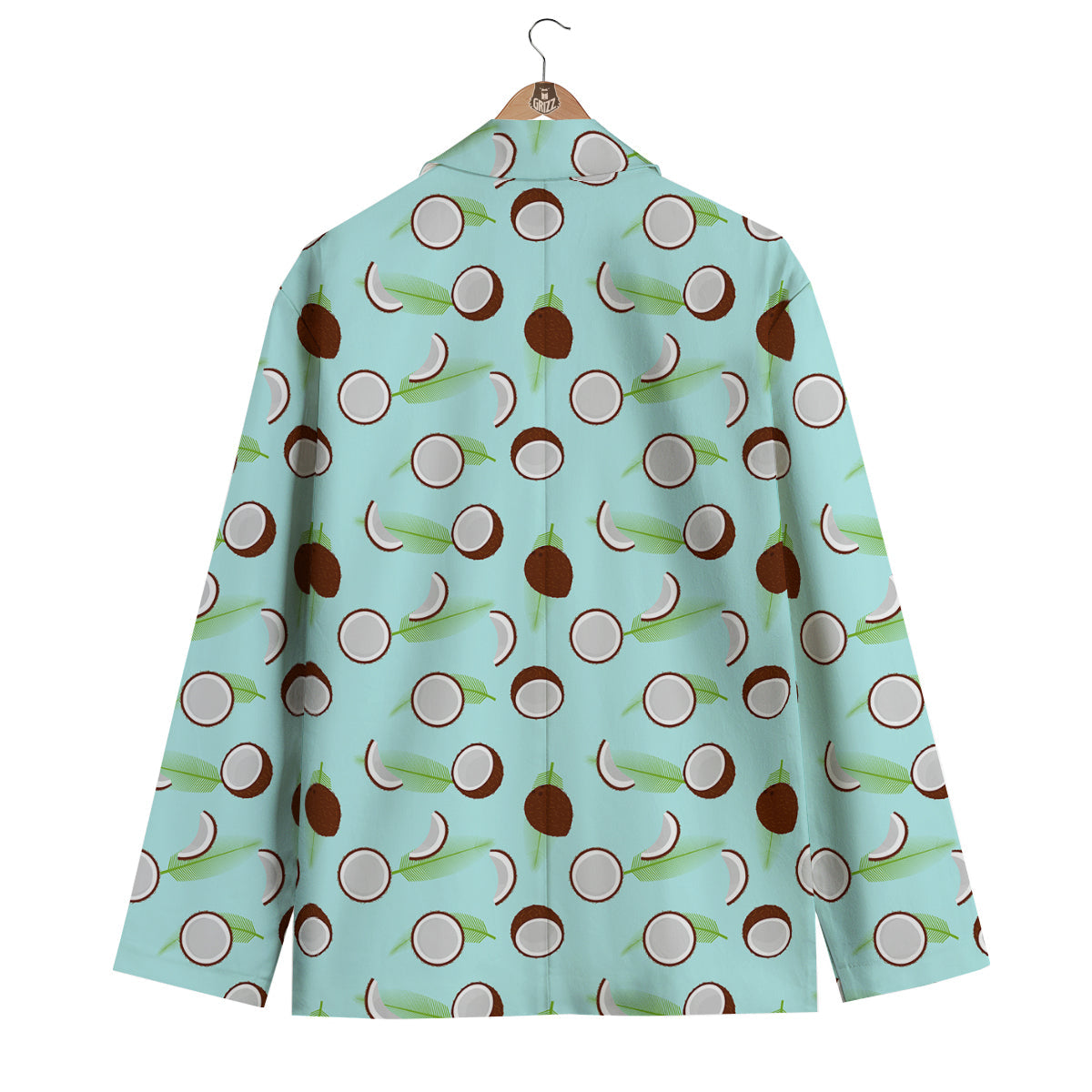 Blue Coconut Print Pattern Men's Blazer-grizzshop