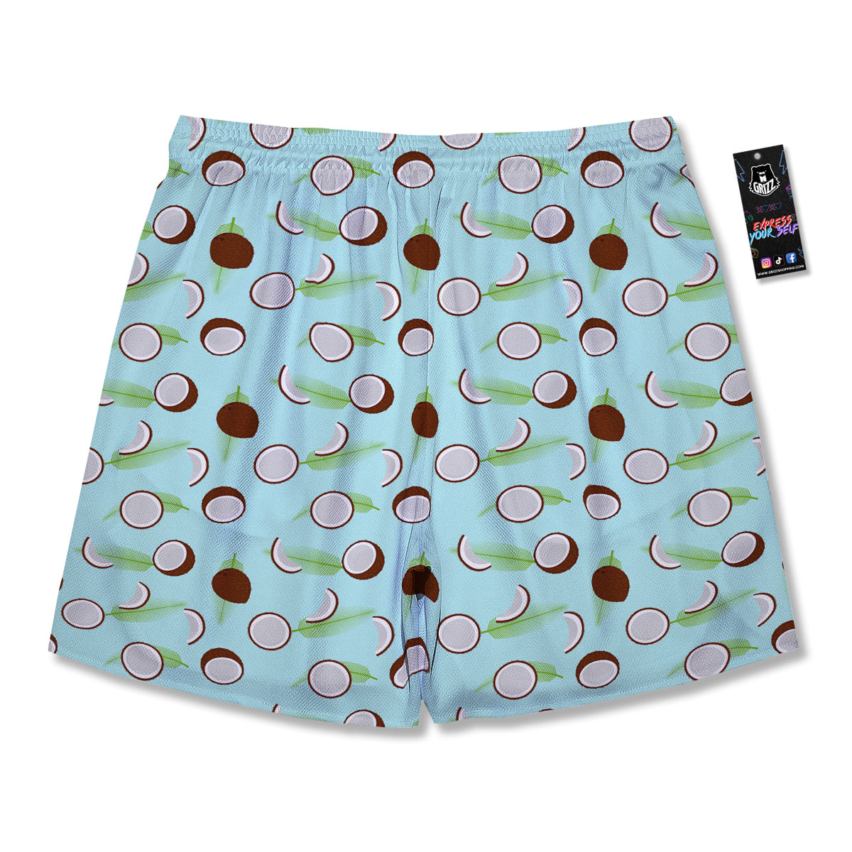 Blue Coconut Print Pattern Men's Running Shorts-grizzshop