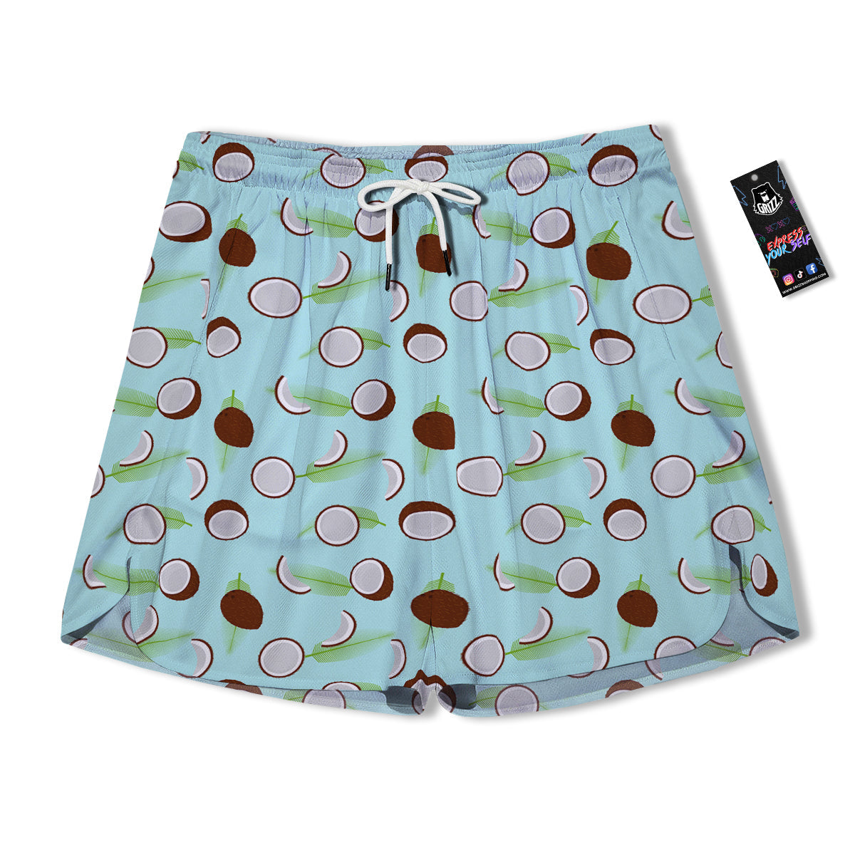 Blue Coconut Print Pattern Men's Running Shorts-grizzshop