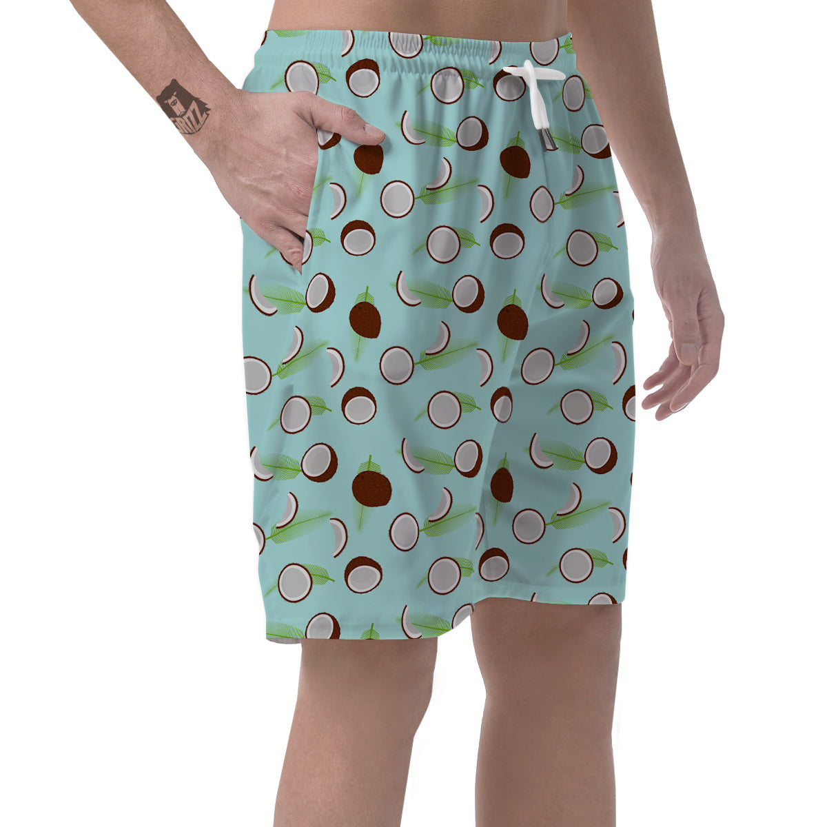 Blue Coconut Print Pattern Men's Shorts-grizzshop