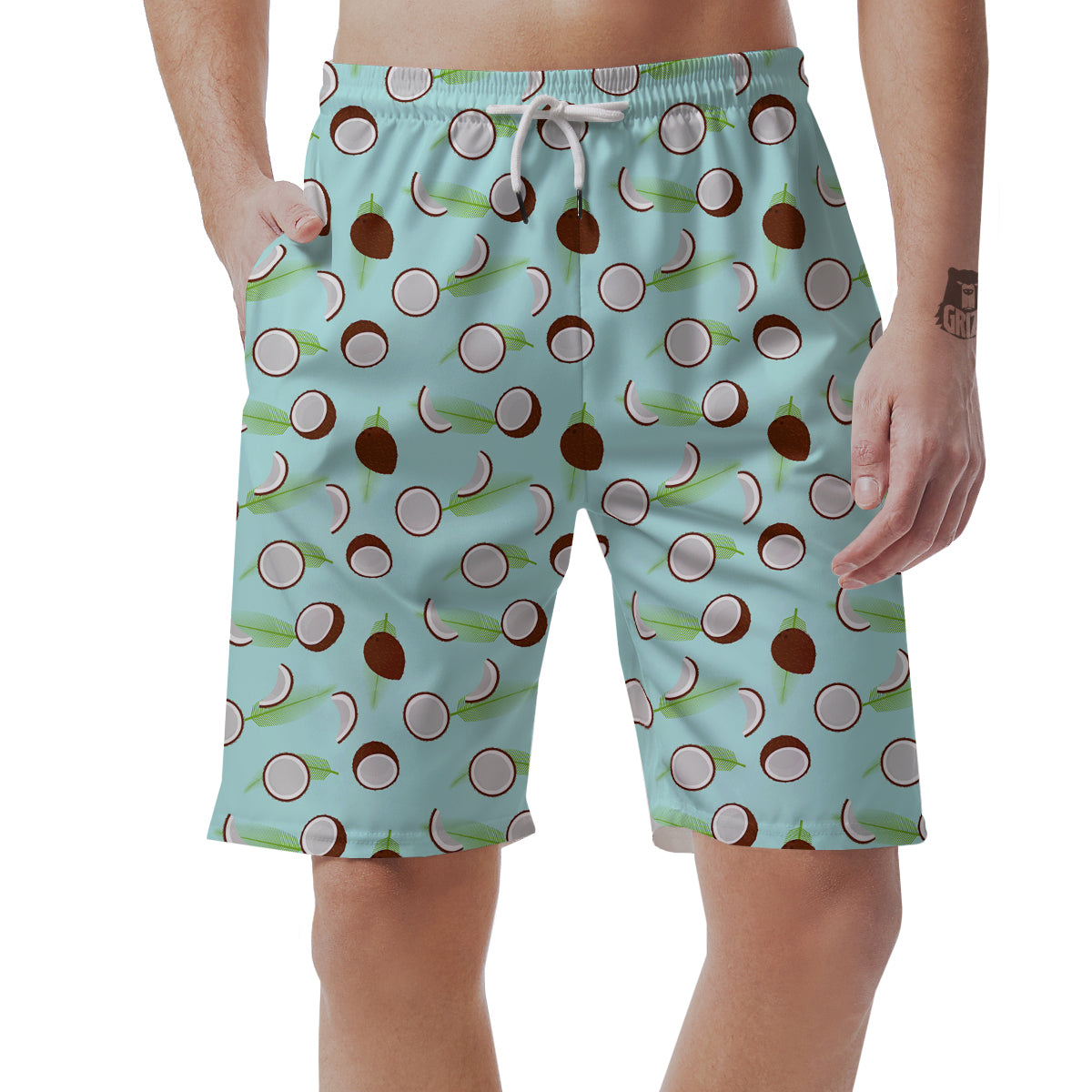 Blue Coconut Print Pattern Men's Shorts-grizzshop