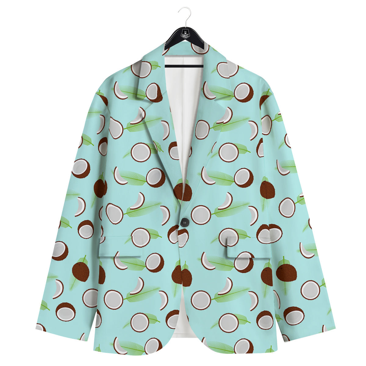 Blue Coconut Print Pattern Men's Sport Coat-grizzshop