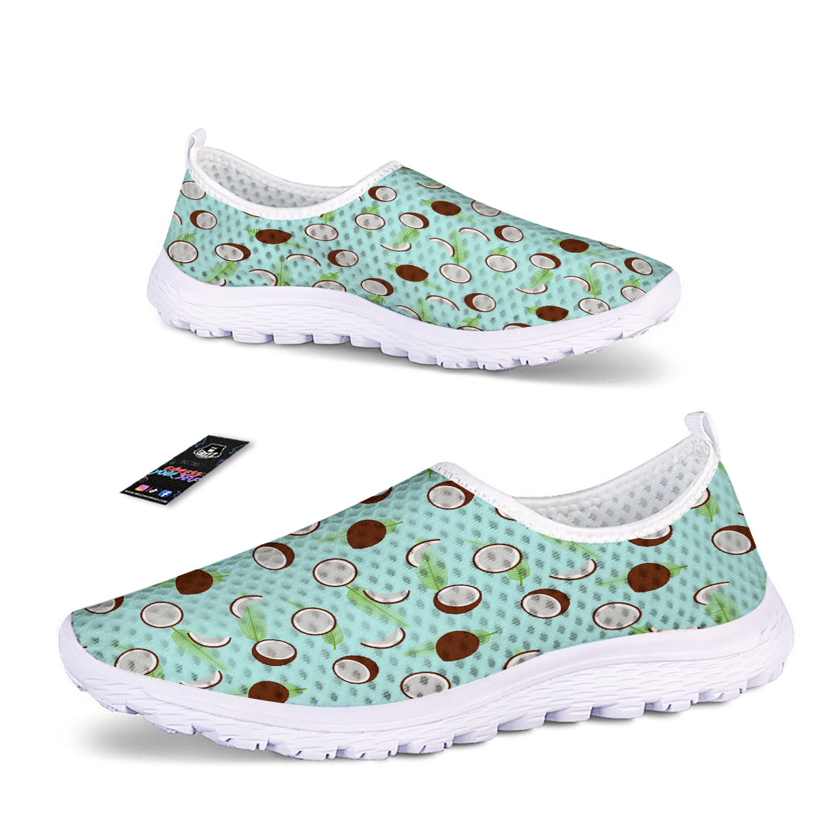 Blue Coconut Print Pattern Nurse Shoes-grizzshop