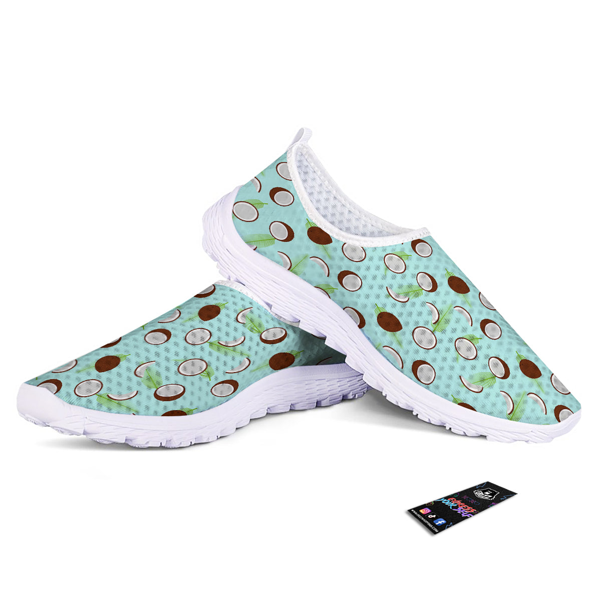 Blue Coconut Print Pattern Nurse Shoes-grizzshop