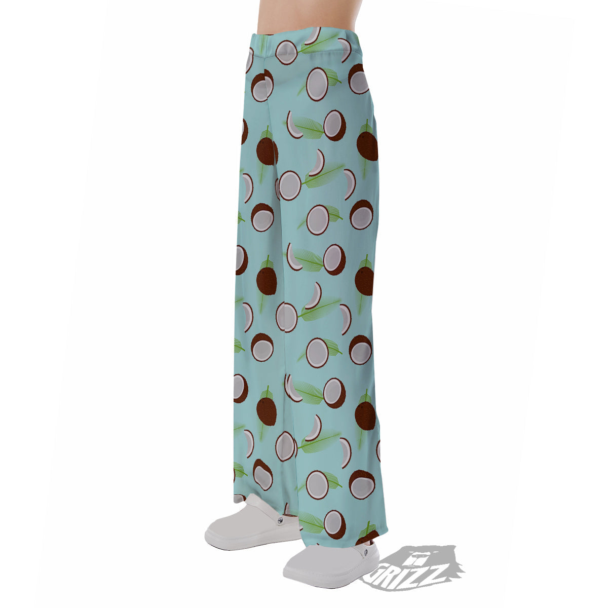 Blue Coconut Print Pattern Pajama Pants-grizzshop