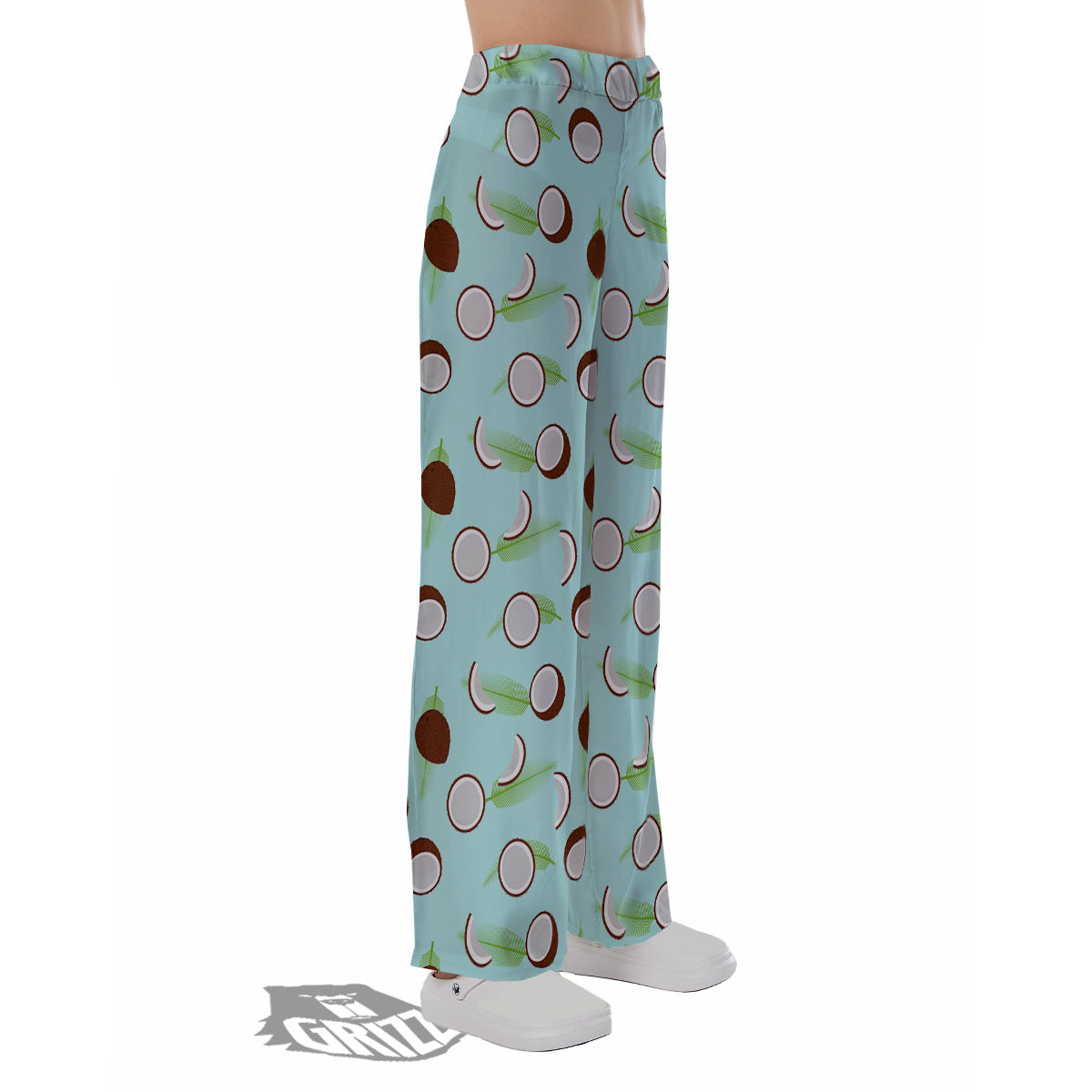 Blue Coconut Print Pattern Pajama Pants-grizzshop
