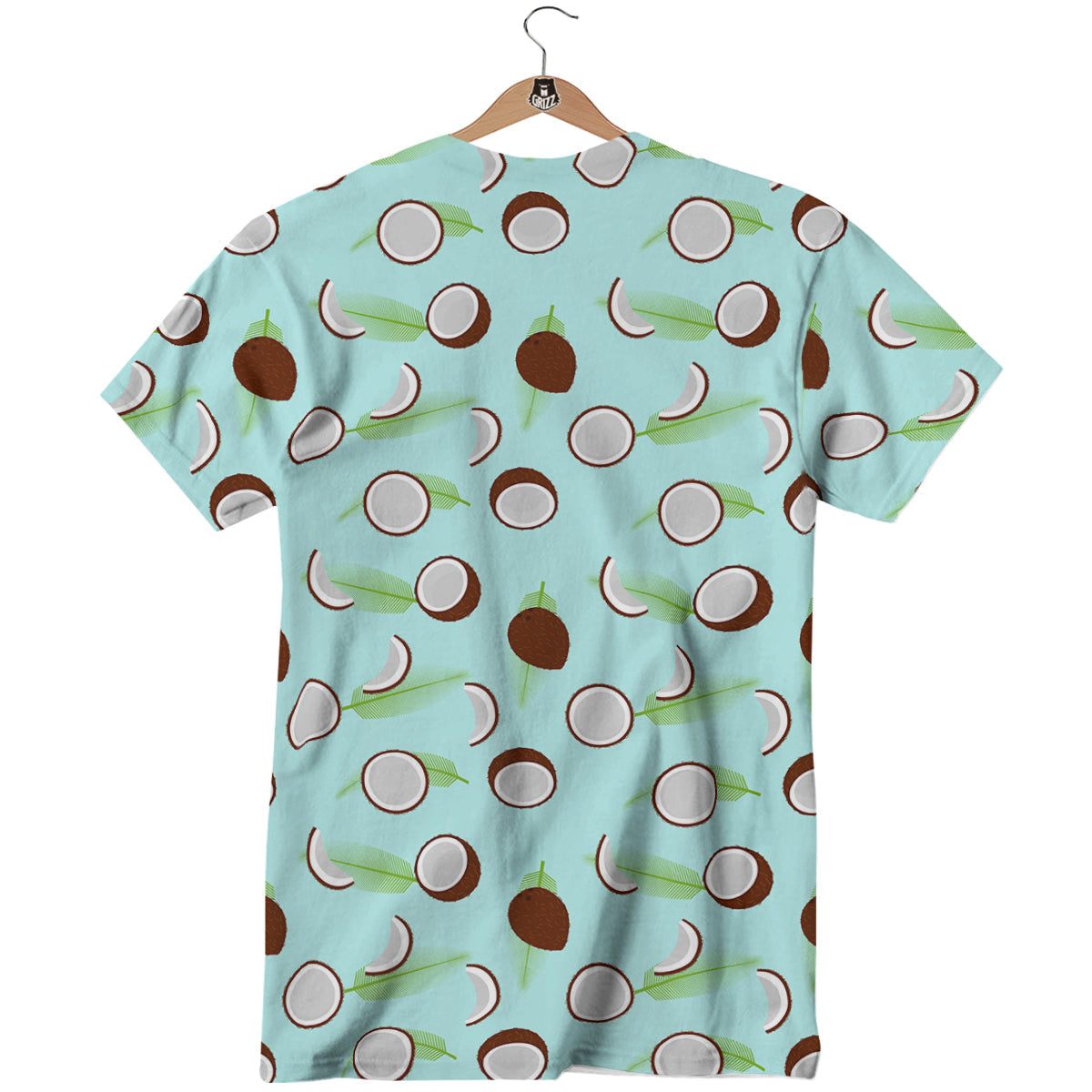 Blue Coconut Print Pattern T-Shirt-grizzshop