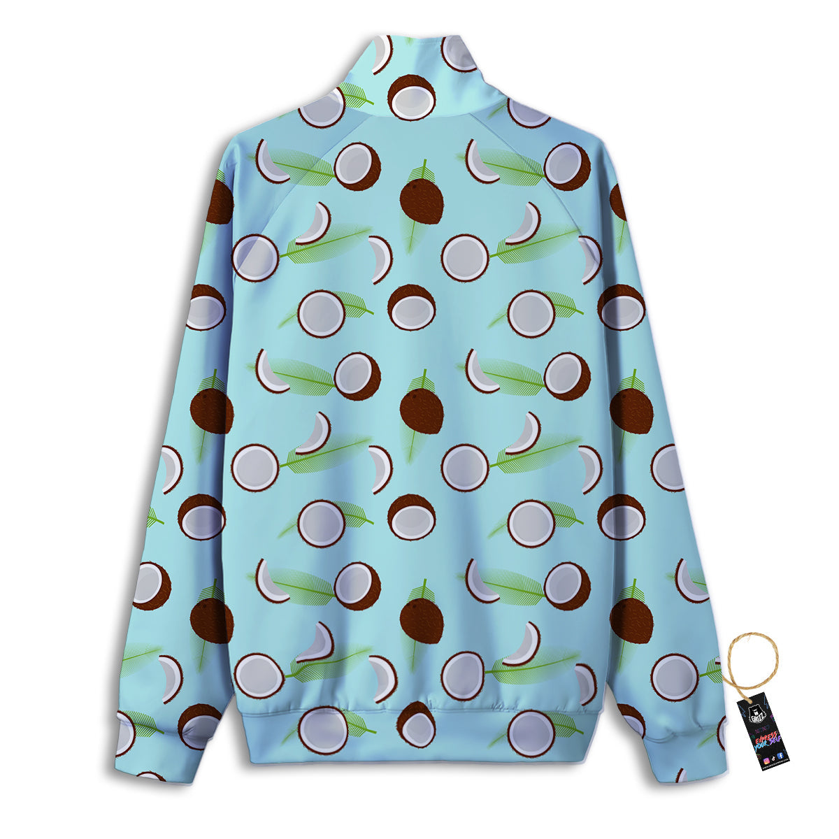 Blue Coconut Print Pattern Track Jacket-grizzshop