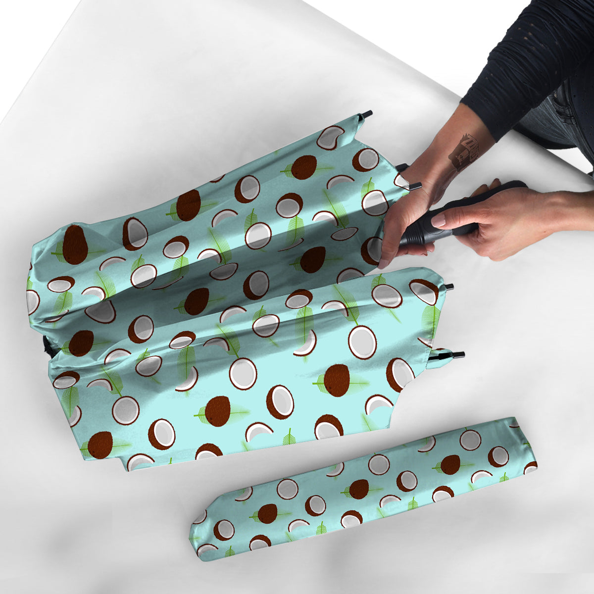 Blue Coconut Print Pattern Umbrella-grizzshop