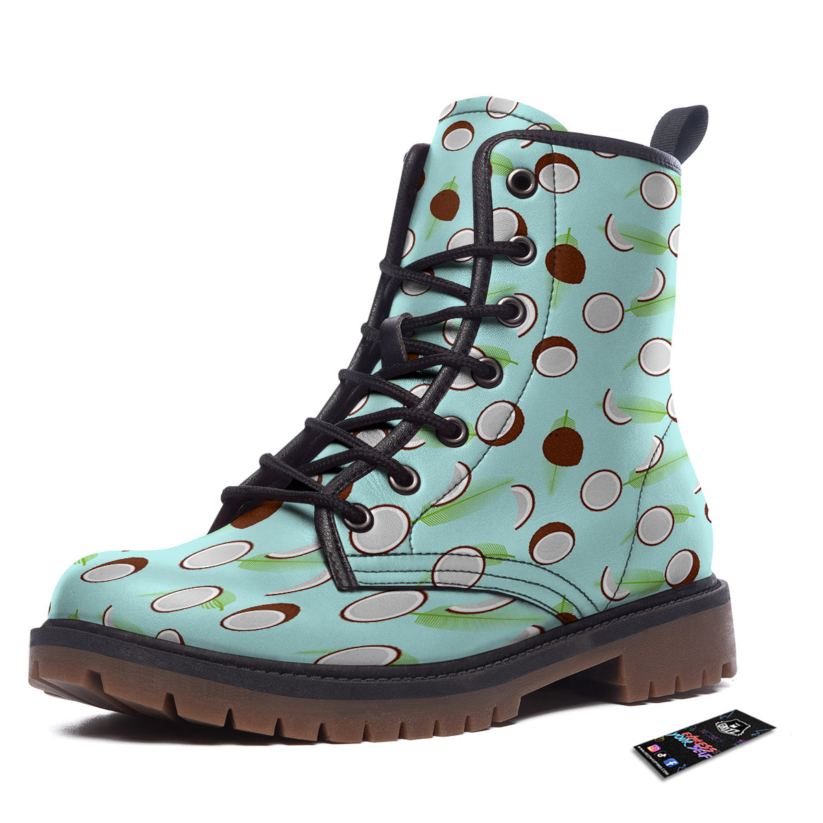 Blue Coconut Print Pattern Work Boots-grizzshop