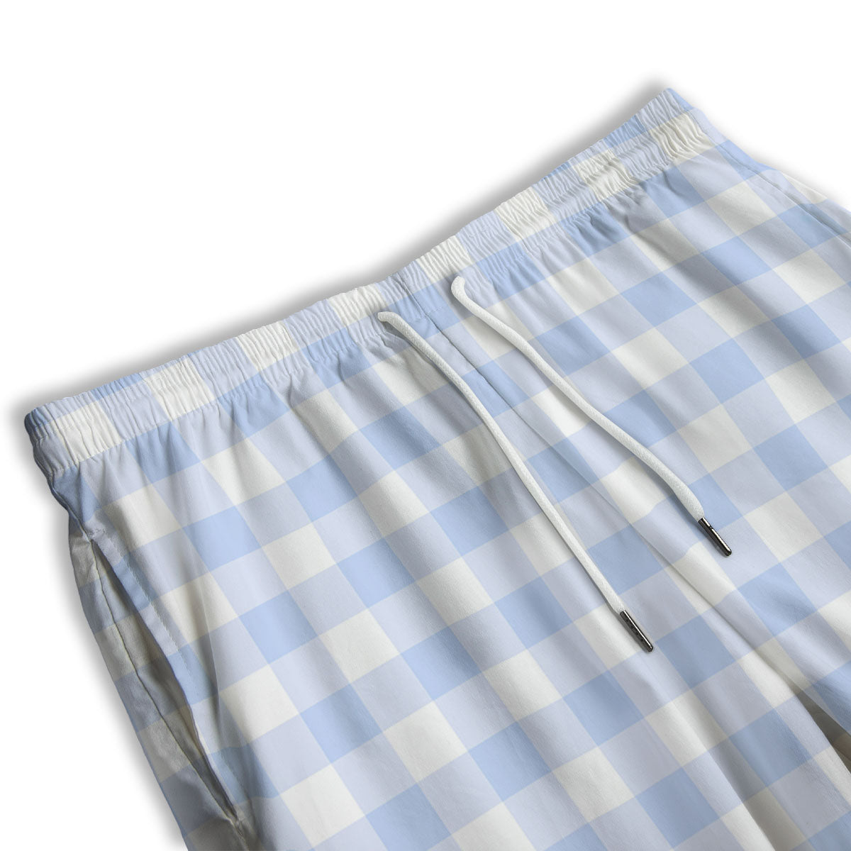 Blue Cornflower And White Gingham Print Men's Athletic Shorts-grizzshop
