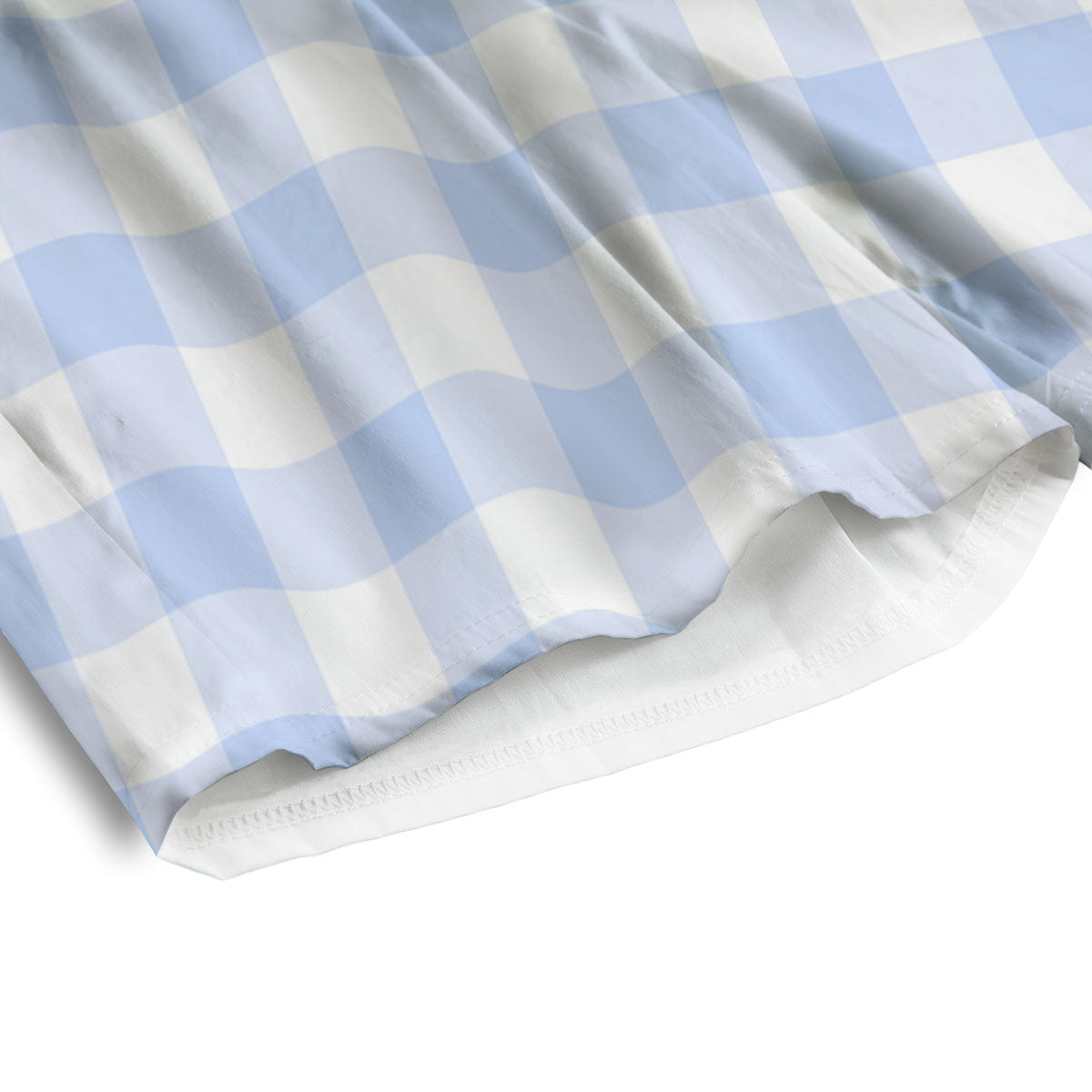 Blue Cornflower And White Gingham Print Men's Athletic Shorts-grizzshop