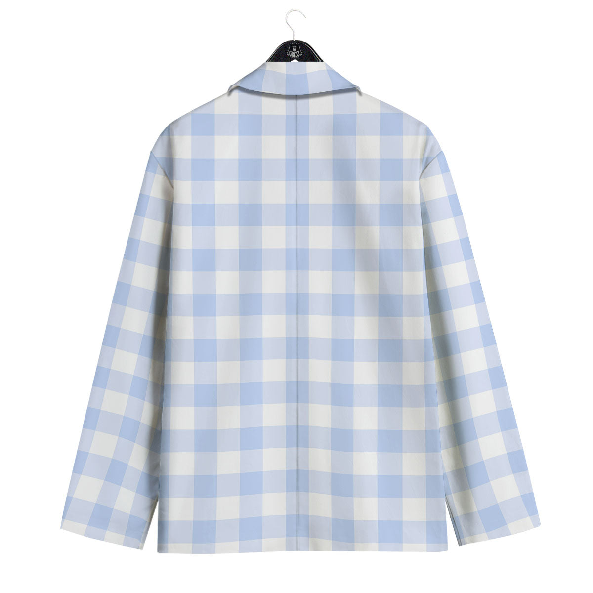 Blue Cornflower And White Gingham Print Men's Sport Coat-grizzshop