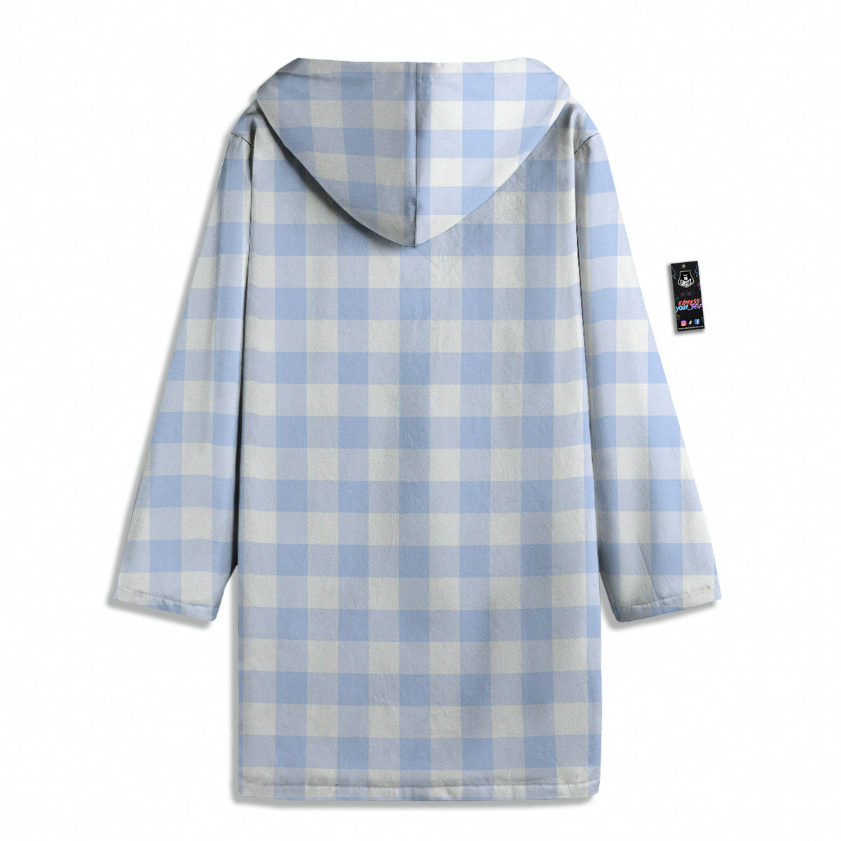 Blue Cornflower And White Gingham Print Men's Windbreaker Jacket-grizzshop
