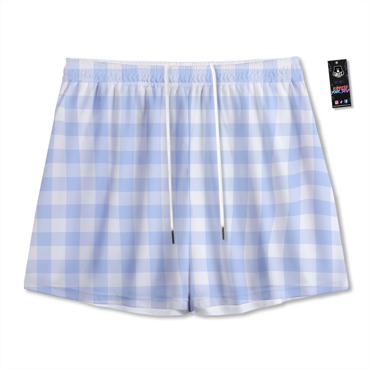 Blue Fish Hook Print Pattern Mesh Shorts